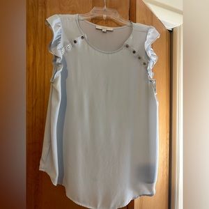 Baby Blue LOFT Blouse with Gold Detail